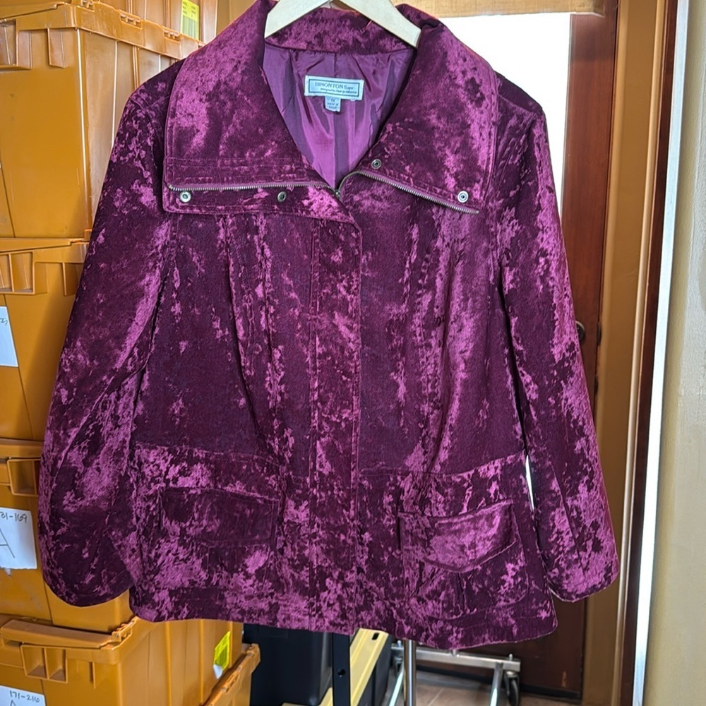 SIMONTON Says designed by George Simonton Purple Crushed Velvet Jacket Size 1X